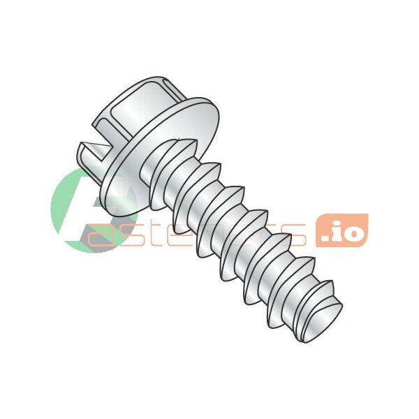 Newport Fasteners Thread Forming Screw, #10 x 1/2 in, Zinc Plated Steel Hex Head Slotted Drive, 6000 PK 779530 - main